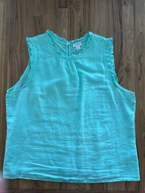 J. Crew Ruffle Trim Sleeveless Camisole - Aqua Blue - Large